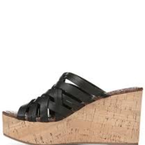 Sam Edelman Devon Leather Woven Wedge Sandals - Black - Picture 2 of 4